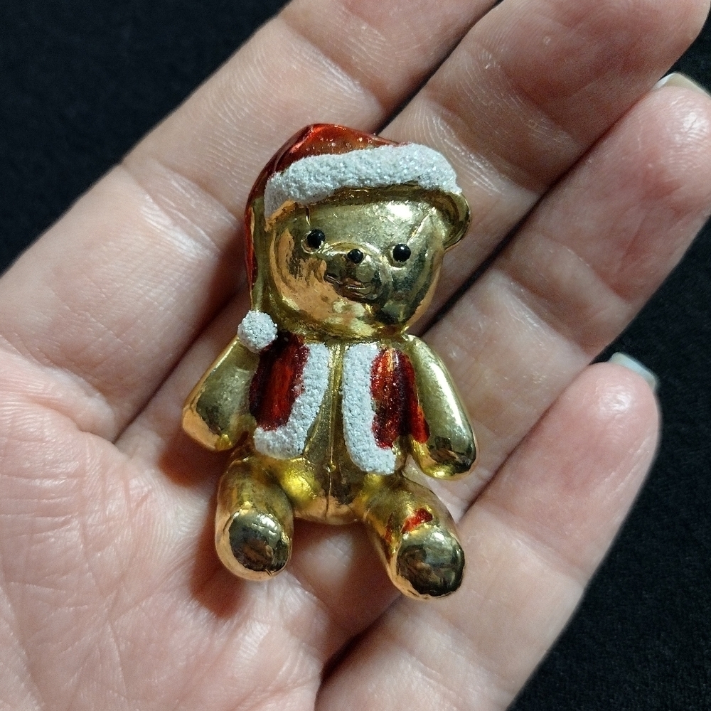 Vintage AJC Santa Teddy Bear Brooch